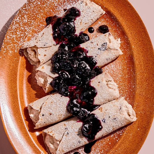 Cinnamon Sugar Cheesecake Roll-Ups with Quick Blueberry Jam